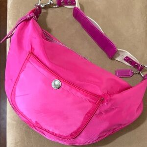 Coach Hot Pink Shoulder Bag with Silver Accents